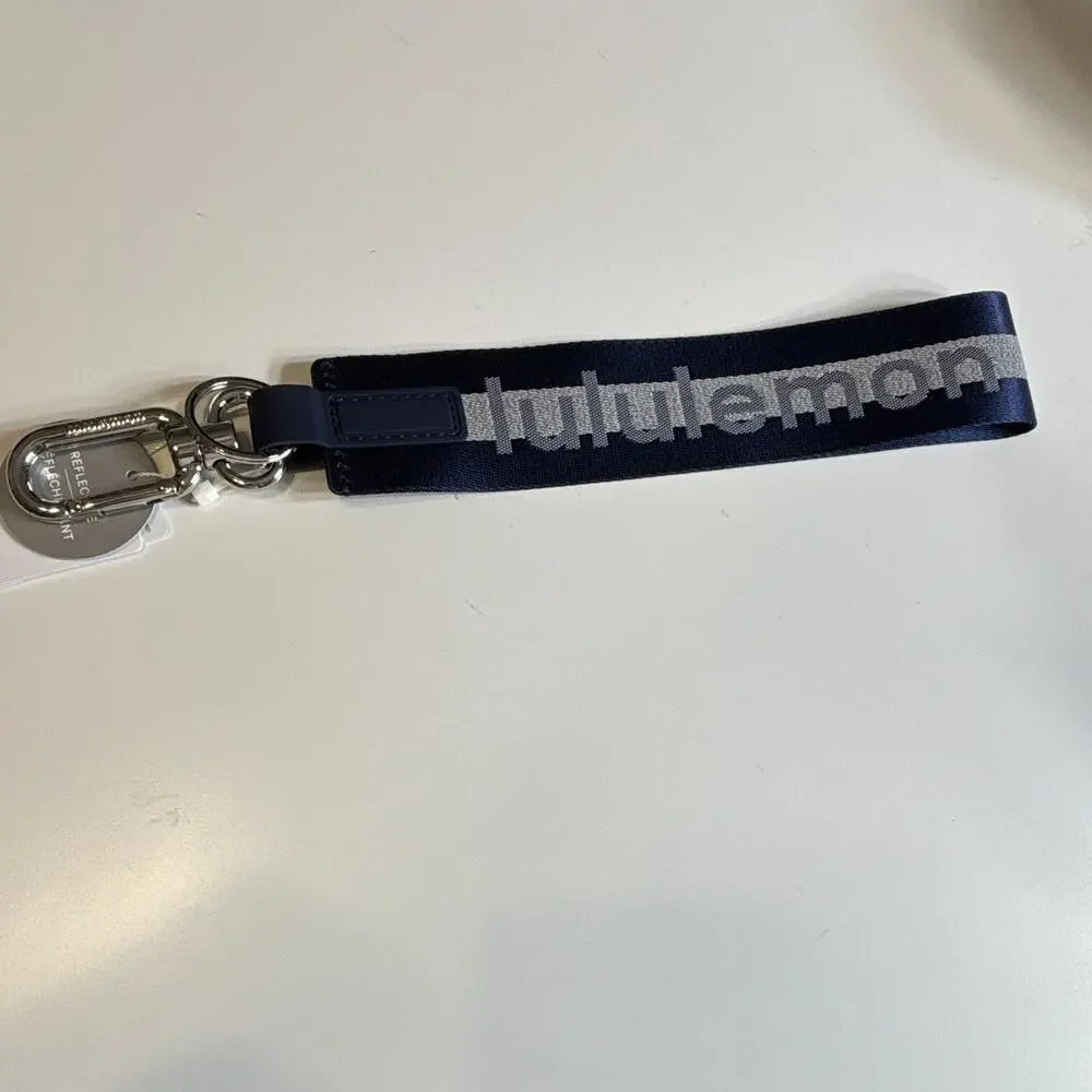 lululemon Never Lost Detachable Key Chain Blue/Silver Metal Fabric Logo